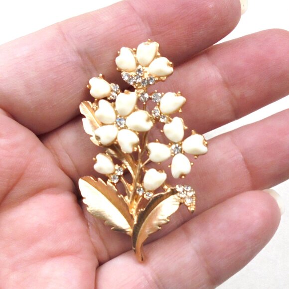 Vintage Brooch Flowers Small Bouquet Golden Tone Pin Retro Fashion Accessories - Picture 4 of 5